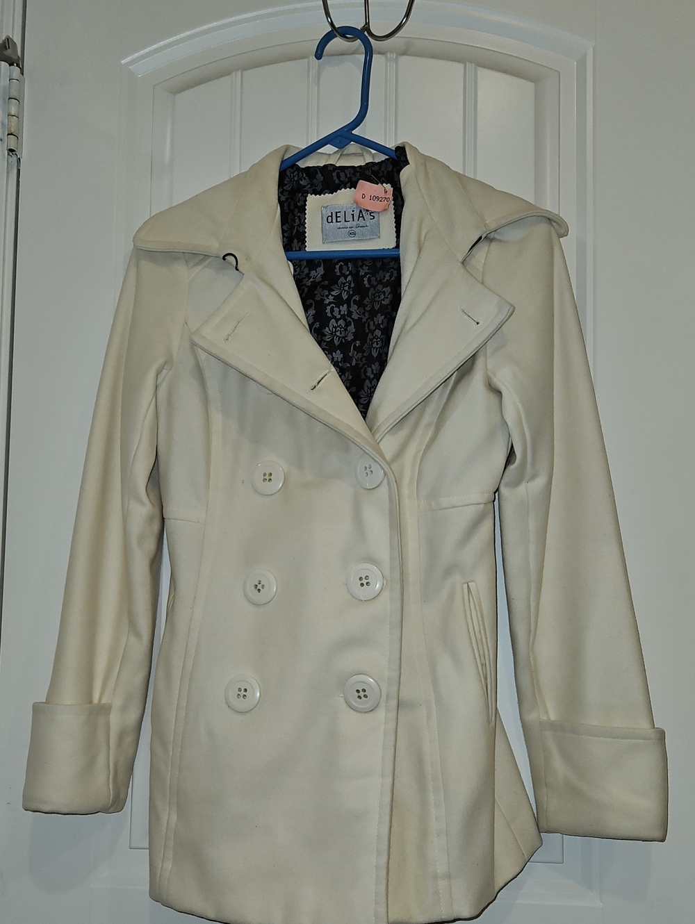 dELiA*s Cream Double-Breasted Peacoat with Hood